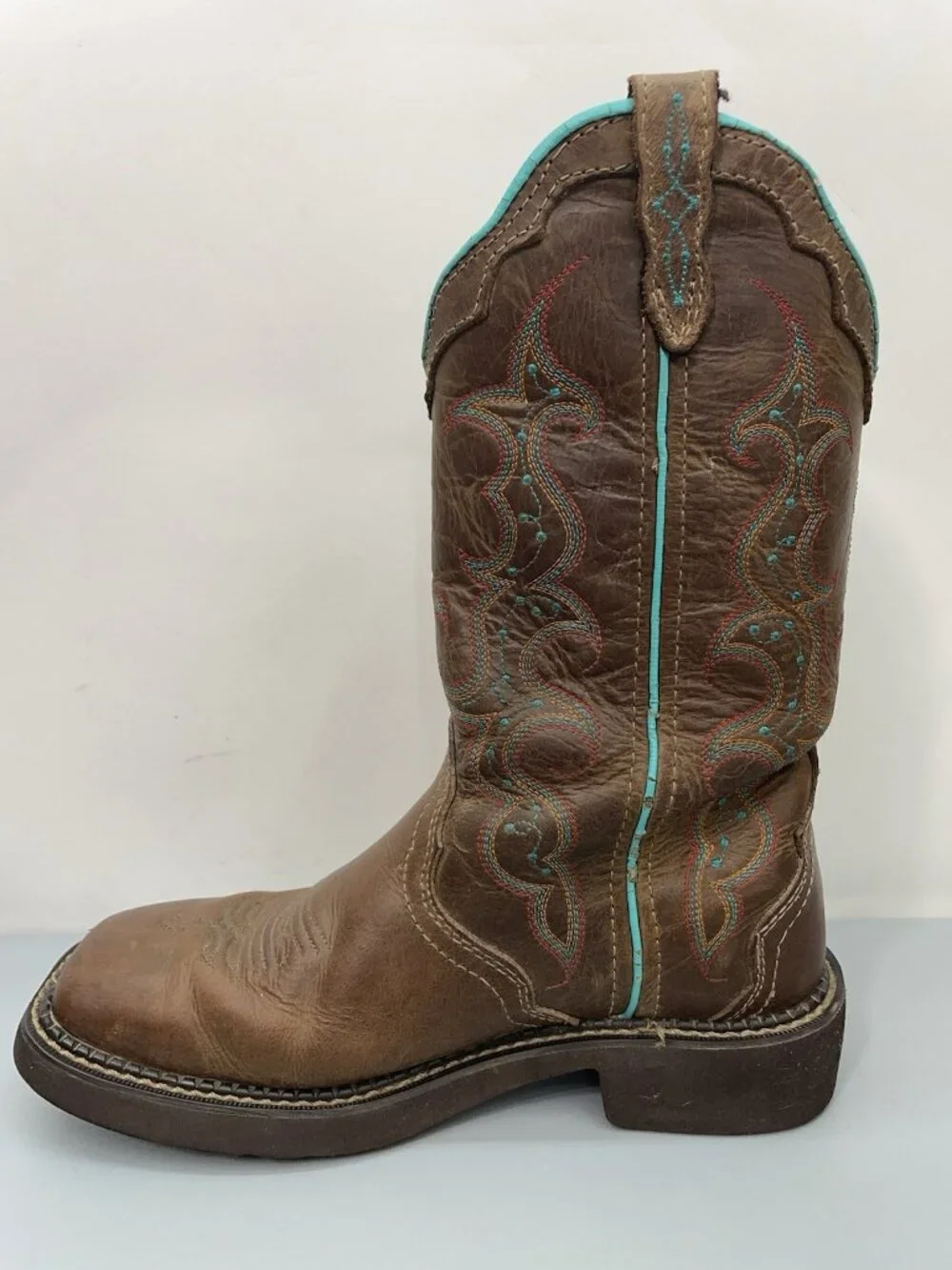 Justin Gypsy Raya Cowboy Boots Western Square Toe Distressed Brown Womens 7 - Picture 12 of 16